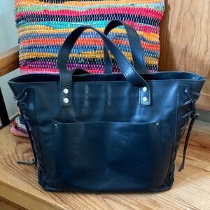 Freebird Black Leather Tote Bag